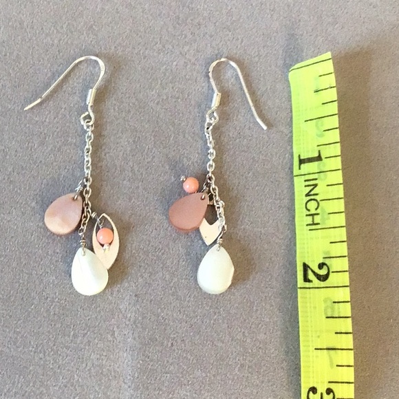 Sterling Silver Mother of Pearl Dangle Drop Earrings - Picture 5 of 5